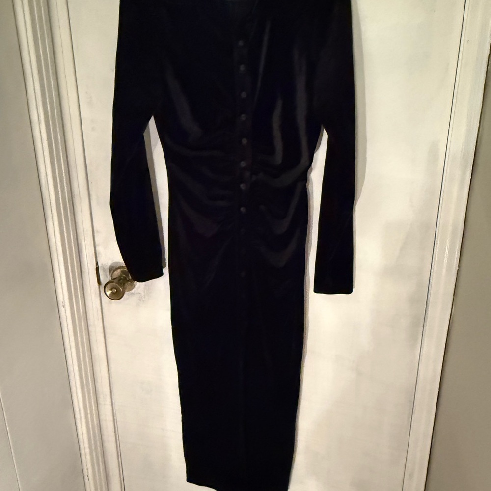 Fashion Nova Black Velvet Midi Dress